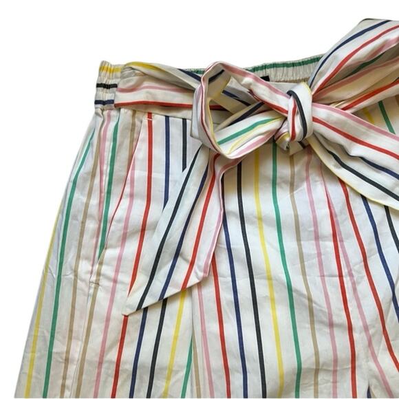 J Crew Striped tie-waist short stretch cotton poplin Size 0 New w/ Tag MSRP $60 - Picture 13 of 14